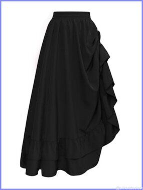 Renaissance Pirate Maxi Skirt A-Line High Waist Ruffle Hem